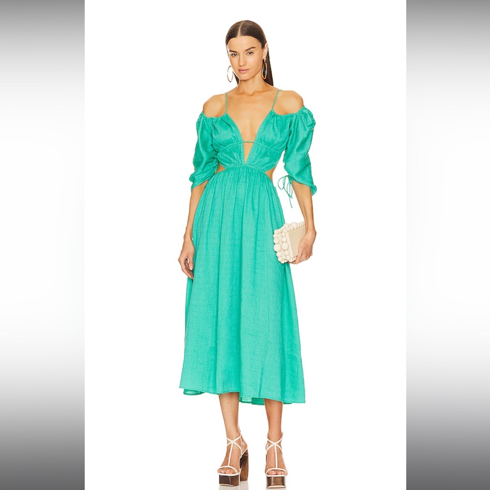 cult gaia Teal Midi Dress large